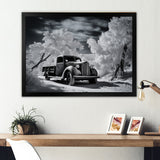Black And White Truck Charm In Winter photo - Pickup Truck Canvas Wall Art