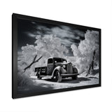 Black And White Truck Charm In Winter photo - Pickup Truck Canvas Wall Art