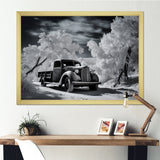 Black And White Truck Charm In Winter photo - Pickup Truck Canvas Wall Art