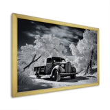 Black And White Truck Charm In Winter photo - Pickup Truck Canvas Wall Art