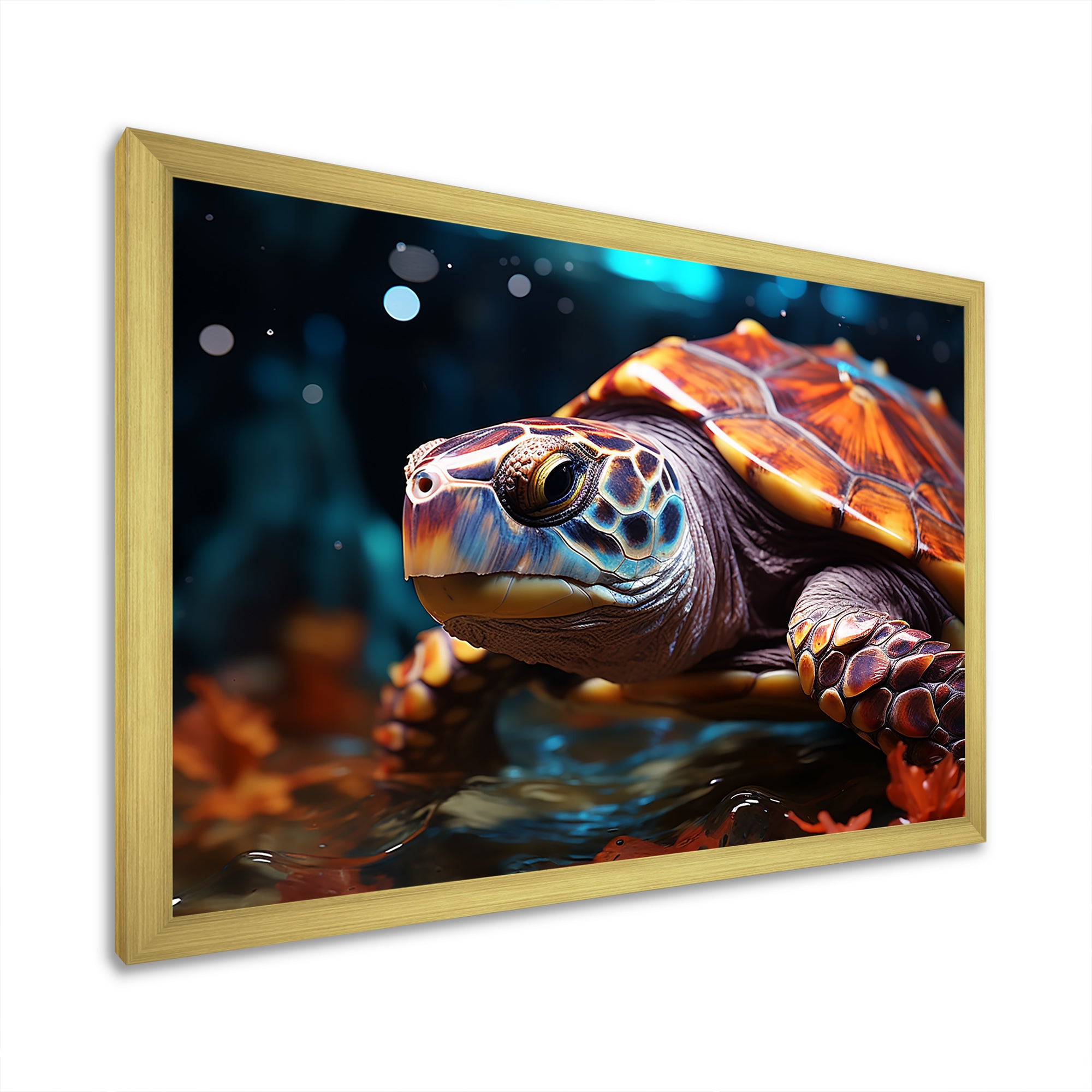 Abstract Aquatic Journey - Turtle Home Decor Art