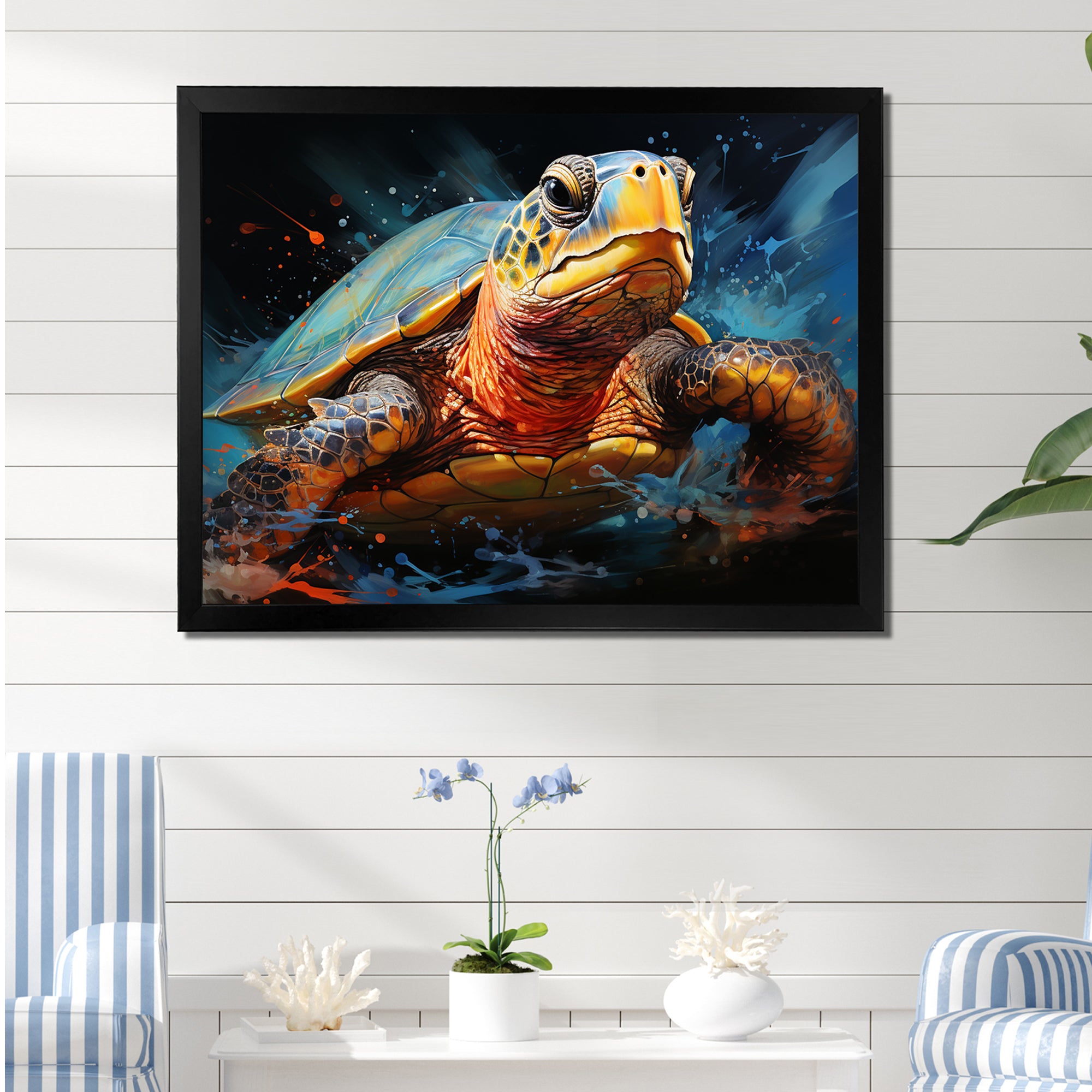 Abstract Representation Of A Turtles Aquatic Jour - Turtle Canvas Wall Art