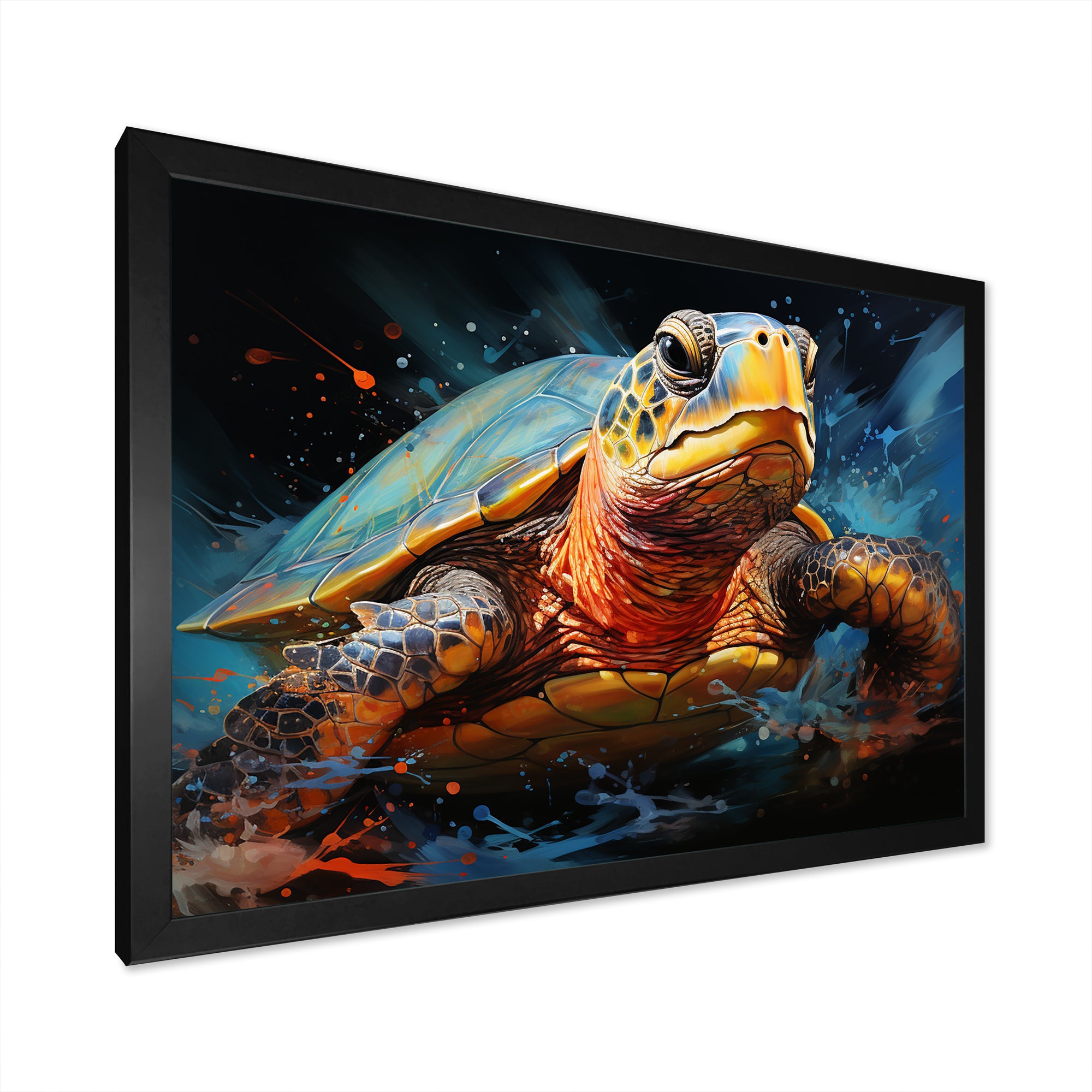 Abstract Representation Of A Turtles Aquatic Jour - Turtle Canvas Wall Art