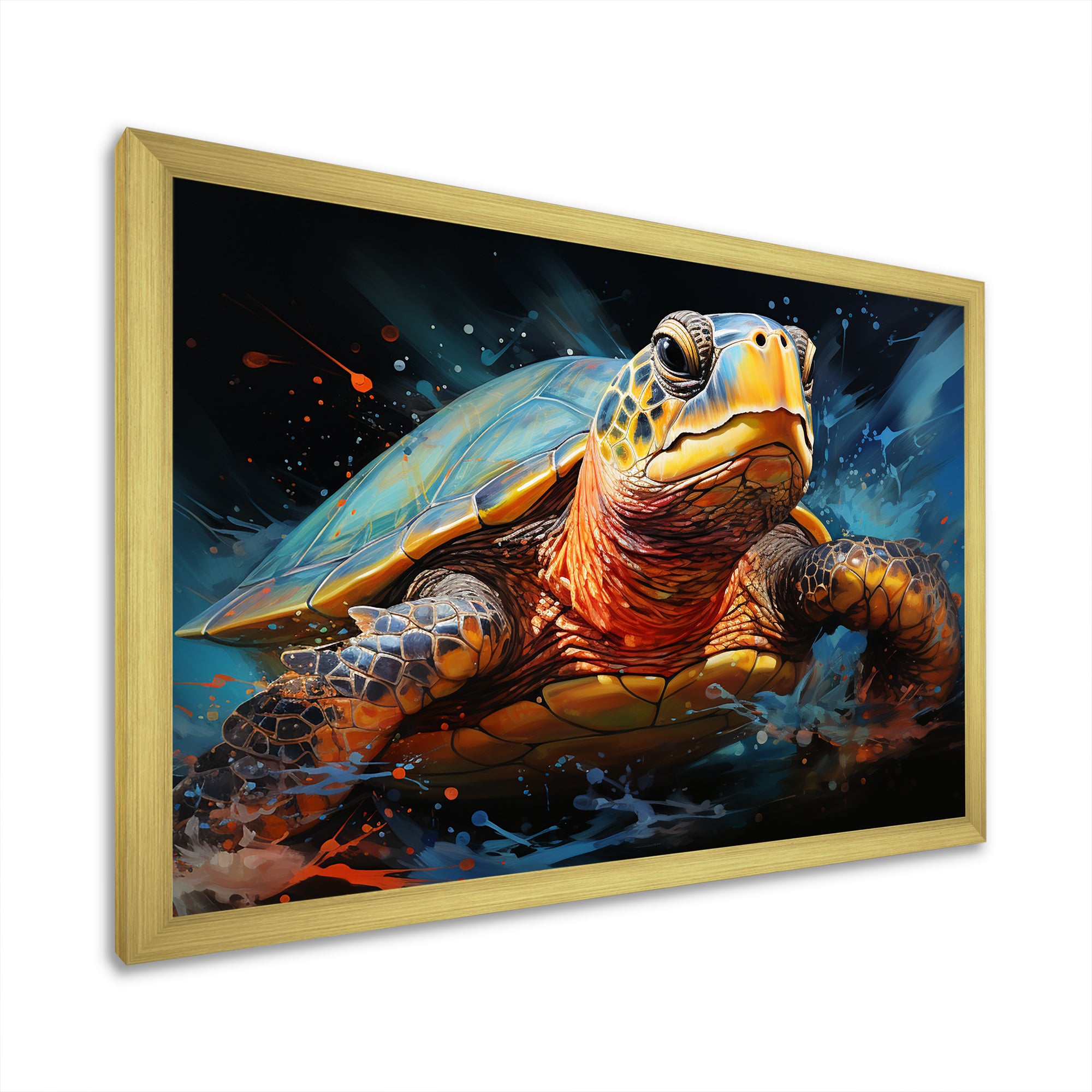 Abstract Representation Of A Turtles Aquatic Jour - Turtle Canvas Wall Art