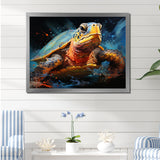 Abstract Representation Of A Turtles Aquatic Jour - Turtle Canvas Wall Art