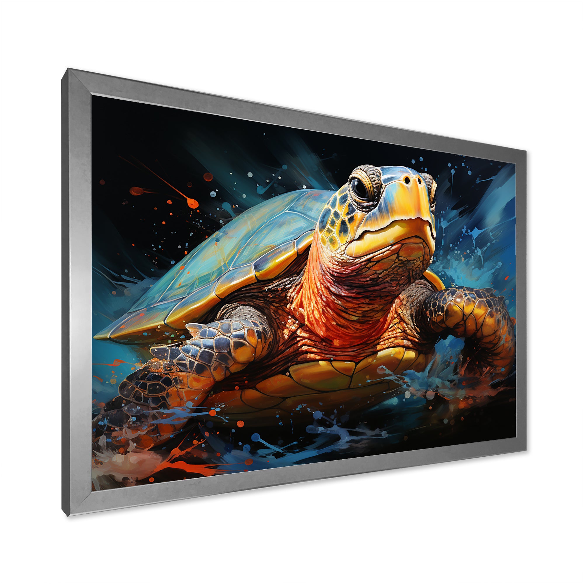 Abstract Representation Of A Turtles Aquatic Jour - Turtle Canvas Wall Art