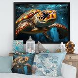 Abstract Representation Of A Turtles Swim - Blue Turtle Wall Art