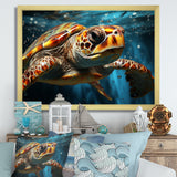 Abstract Representation Of A Turtles Swim - Blue Turtle Wall Art