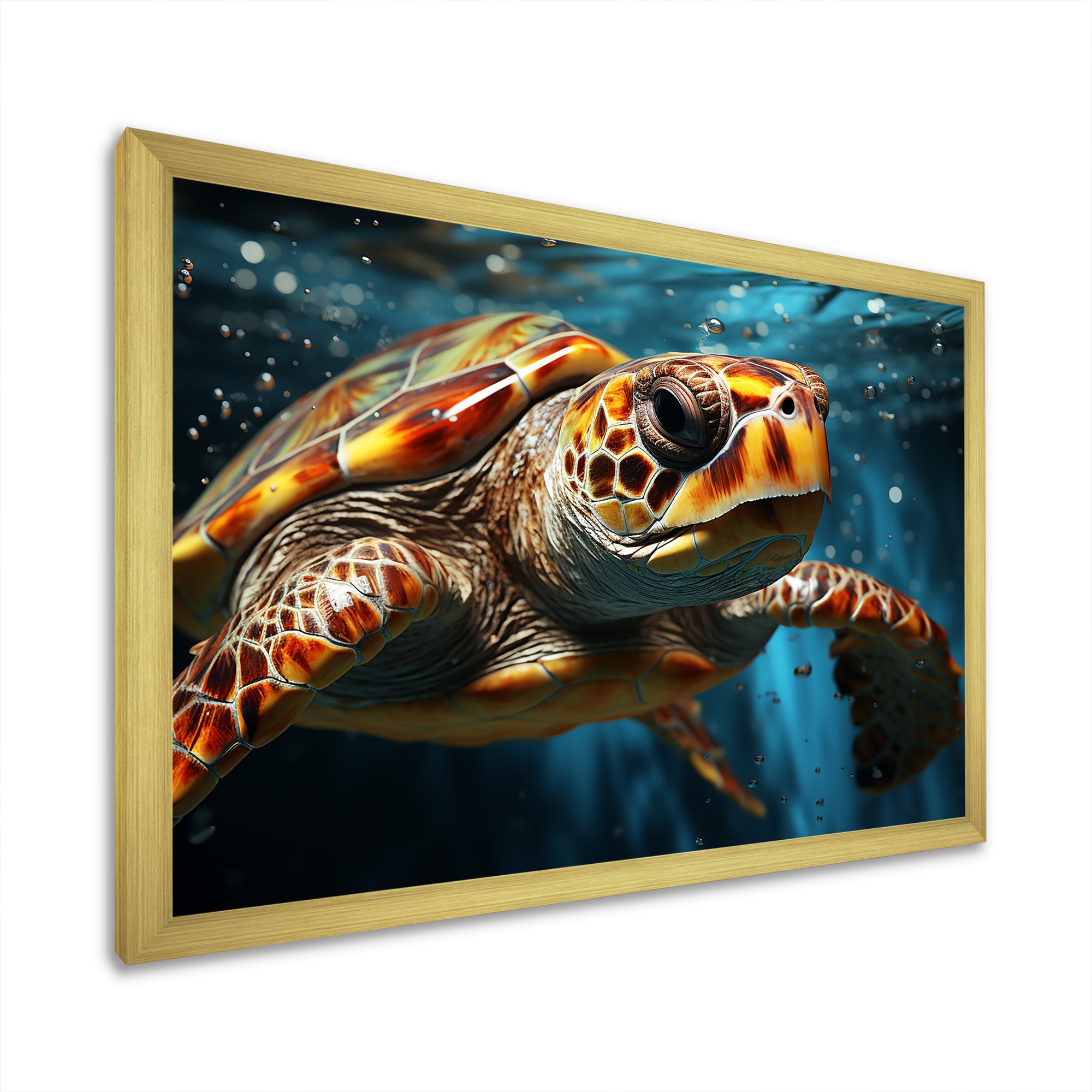 Abstract Representation Of A Turtles Swim - Blue Turtle Wall Art