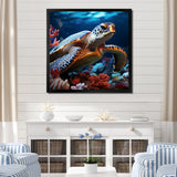 Abstract Serenity - Turtle Framed Canvas Art