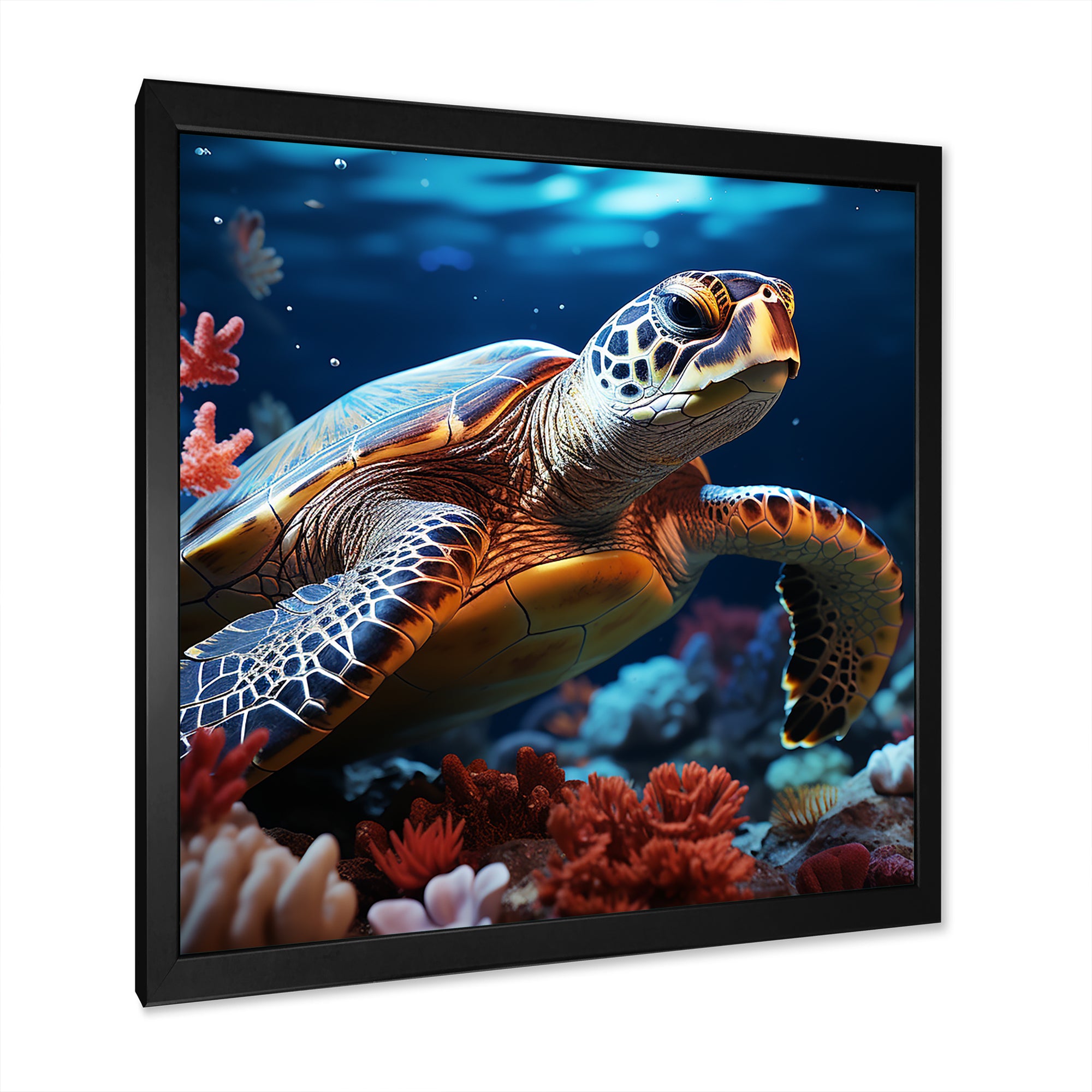 Abstract Serenity - Turtle Framed Canvas Art