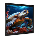 Abstract Serenity - Turtle Framed Canvas Art