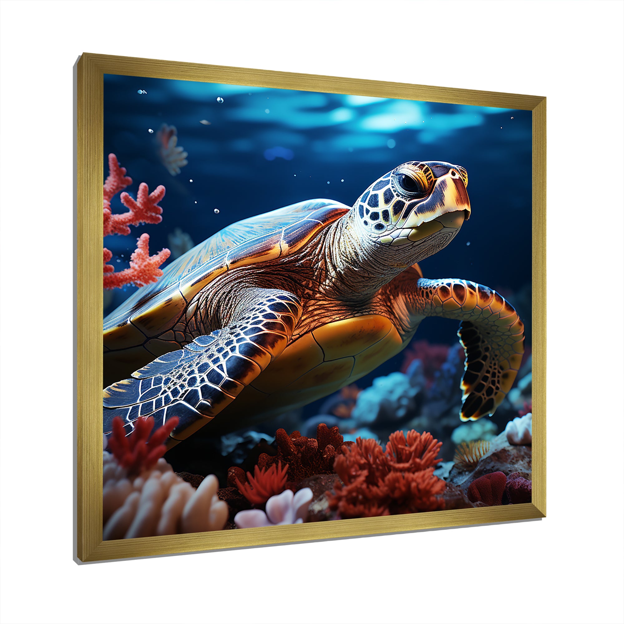 Abstract Serenity - Turtle Framed Canvas Art