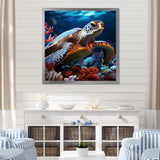 Abstract Serenity - Turtle Framed Canvas Art