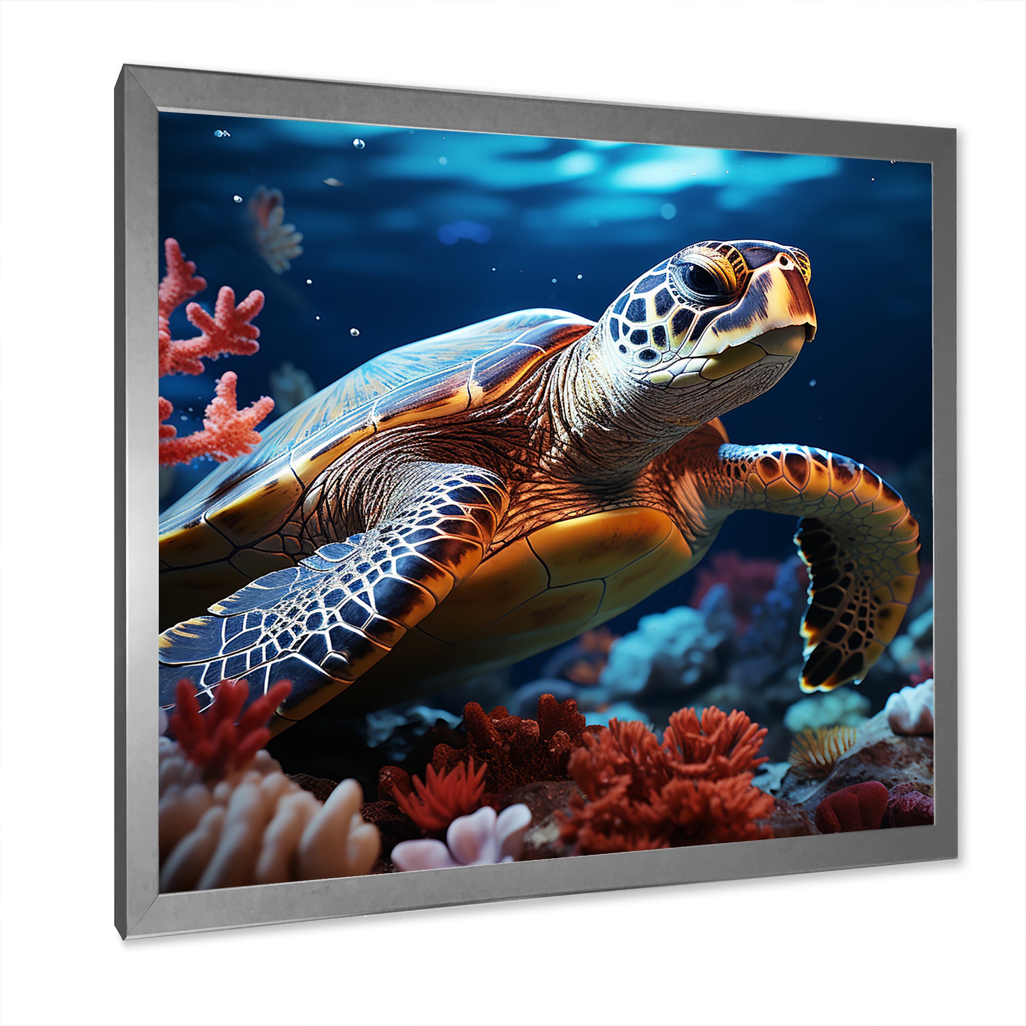 Abstract Serenity - Turtle Framed Canvas Art