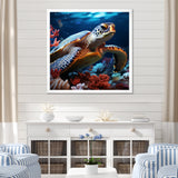 Abstract Serenity - Turtle Framed Canvas Art