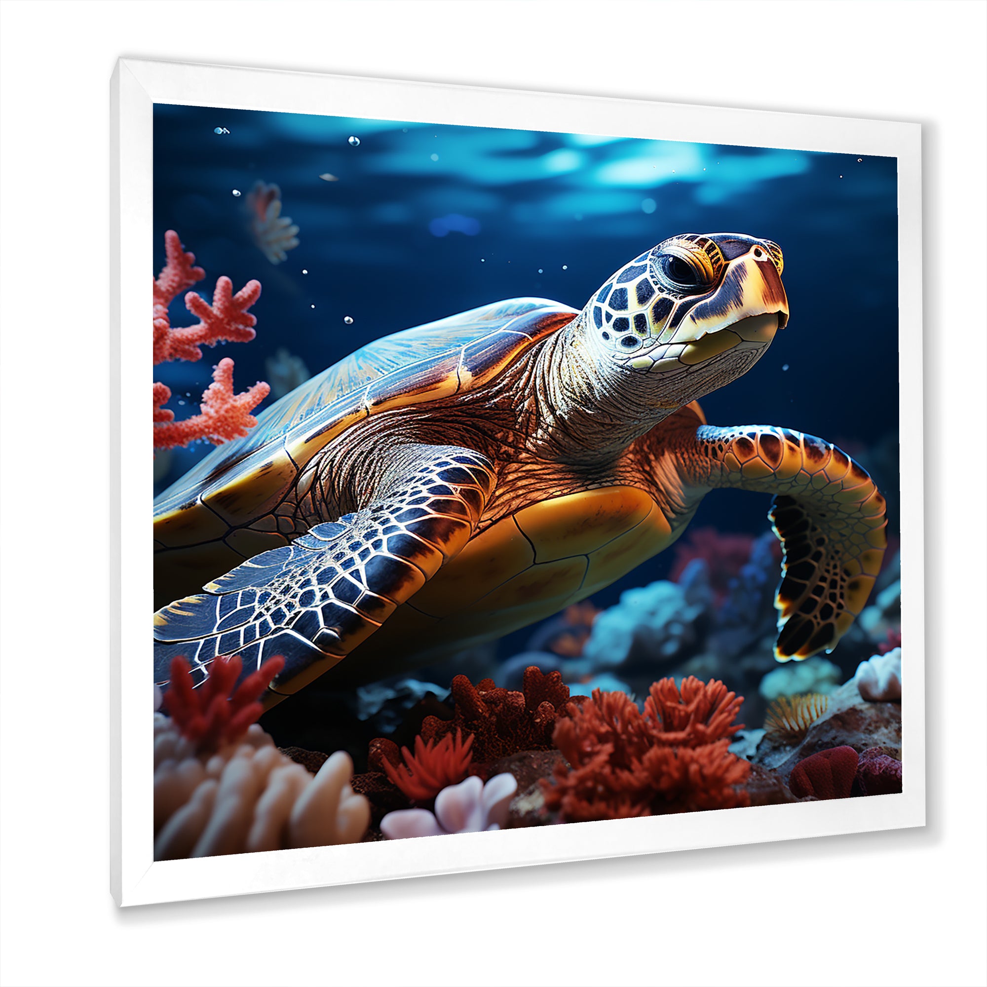 Abstract Serenity - Turtle Framed Canvas Art
