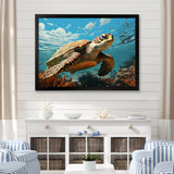 Classic Art Depiction Of A Turtles Coastal Life - Turtle Wall Decor