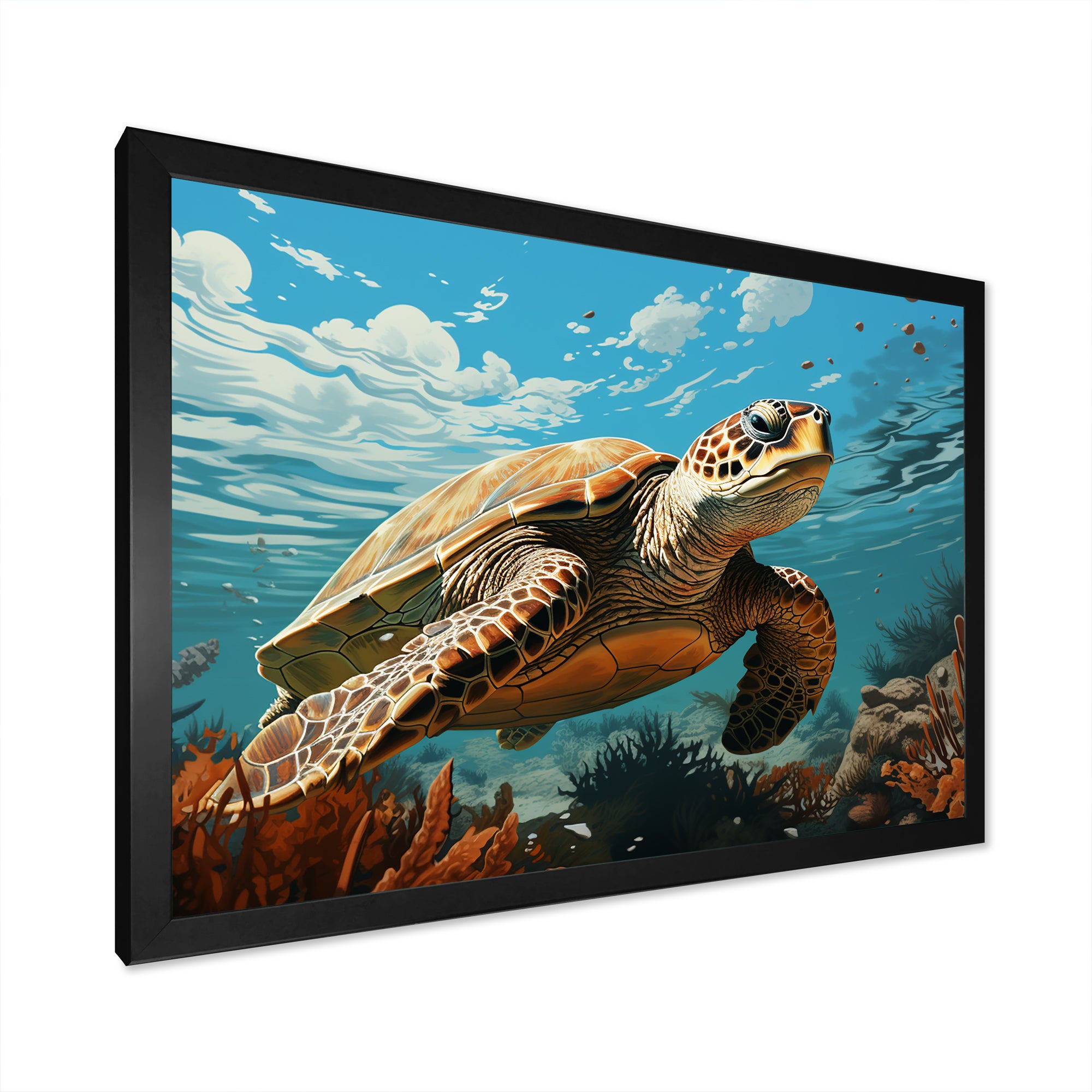 Classic Art Depiction Of A Turtles Coastal Life - Turtle Wall Decor
