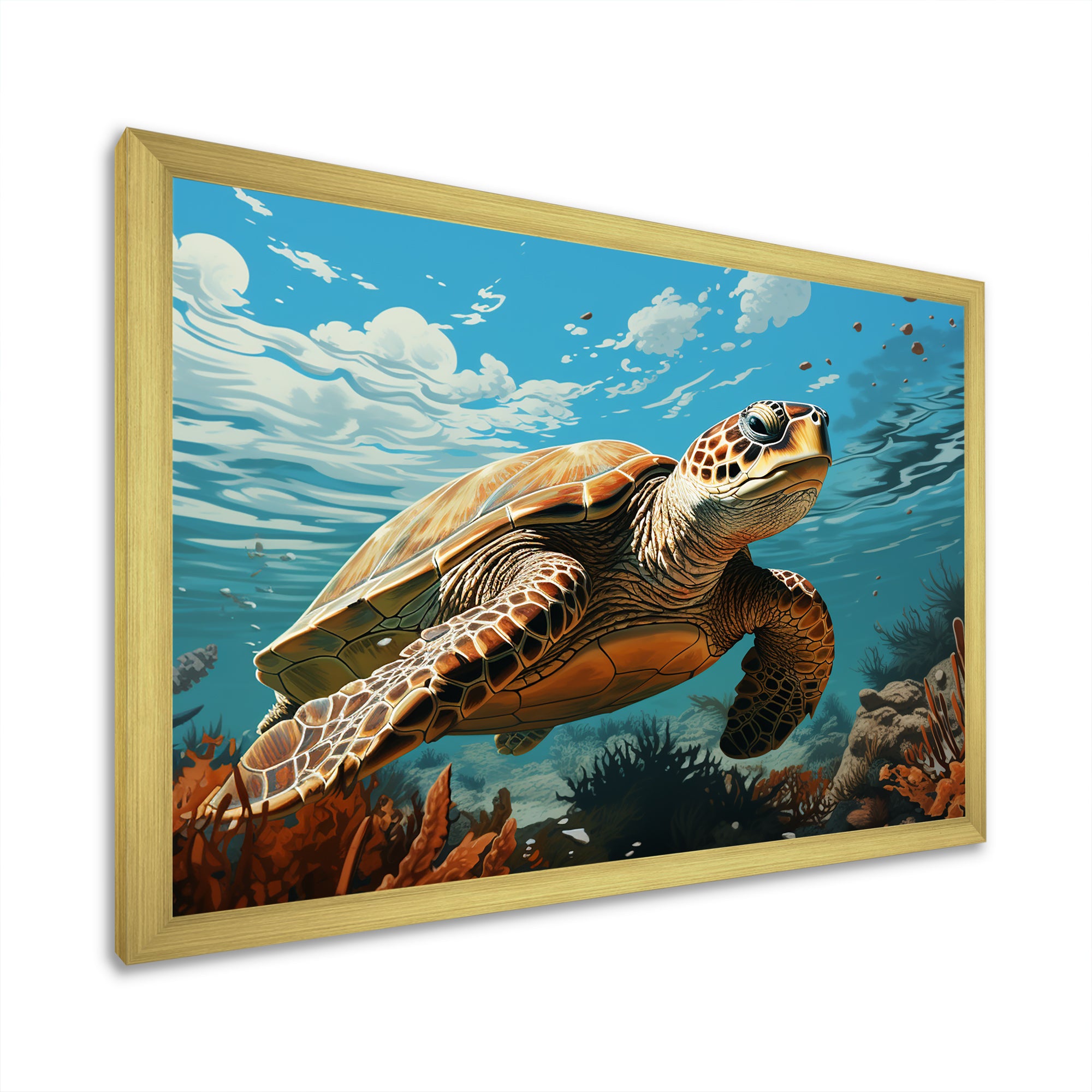 Classic Art Depiction Of A Turtles Coastal Life - Turtle Wall Decor