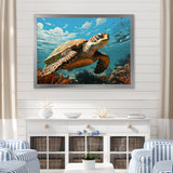 Classic Art Depiction Of A Turtles Coastal Life - Turtle Wall Decor