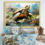 Contemporary Marine Life - Beige Turtle Wall Art