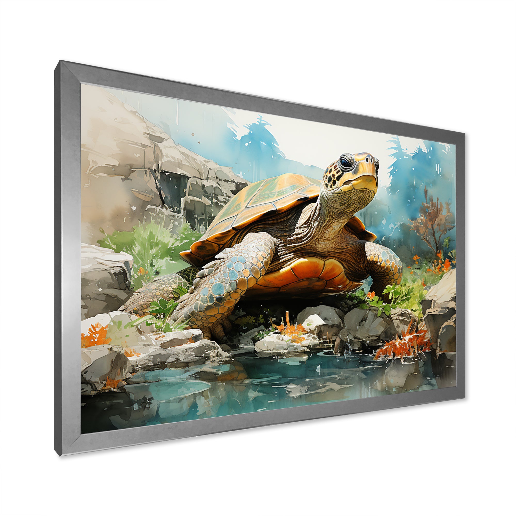 Contemporary Marine Life - Beige Turtle Wall Art