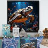 Cosmic Art Style Featuring A Turtle On A Cosmic - Turtle Large Canvas Wall Art