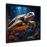 Cosmic Art Style Featuring A Turtle On A Cosmic - Turtle Large Canvas Wall Art