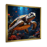 Cosmic Art Style Featuring A Turtle On A Cosmic - Turtle Large Canvas Wall Art
