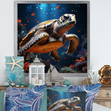 Cosmic Art Style Featuring A Turtle On A Cosmic - Turtle Large Canvas Wall Art