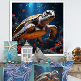 Cosmic Art Style Featuring A Turtle On A Cosmic - Turtle Large Canvas Wall Art