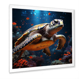 Cosmic Art Style Featuring A Turtle On A Cosmic - Turtle Large Canvas Wall Art