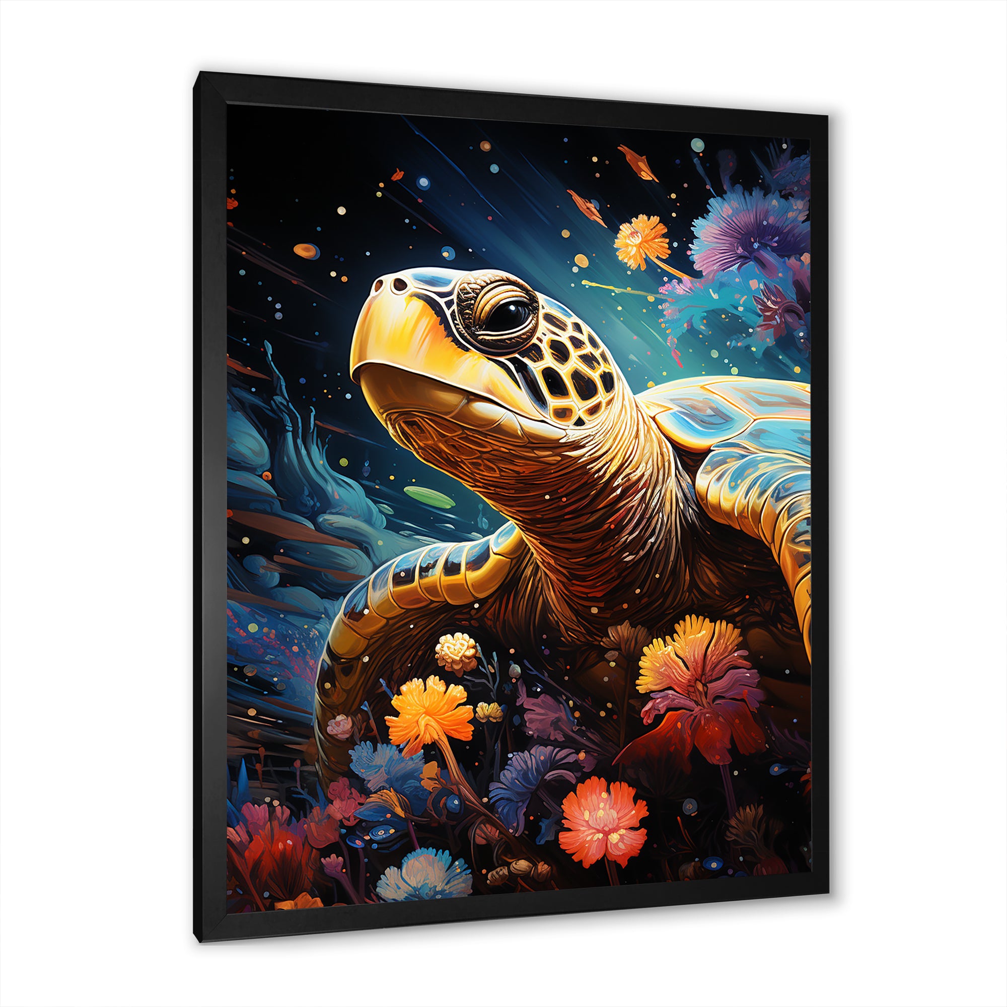 Cosmic Marine Journey - Turtle Living Room Wall Art