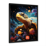 Cosmic Marine Journey - Turtle Living Room Wall Art