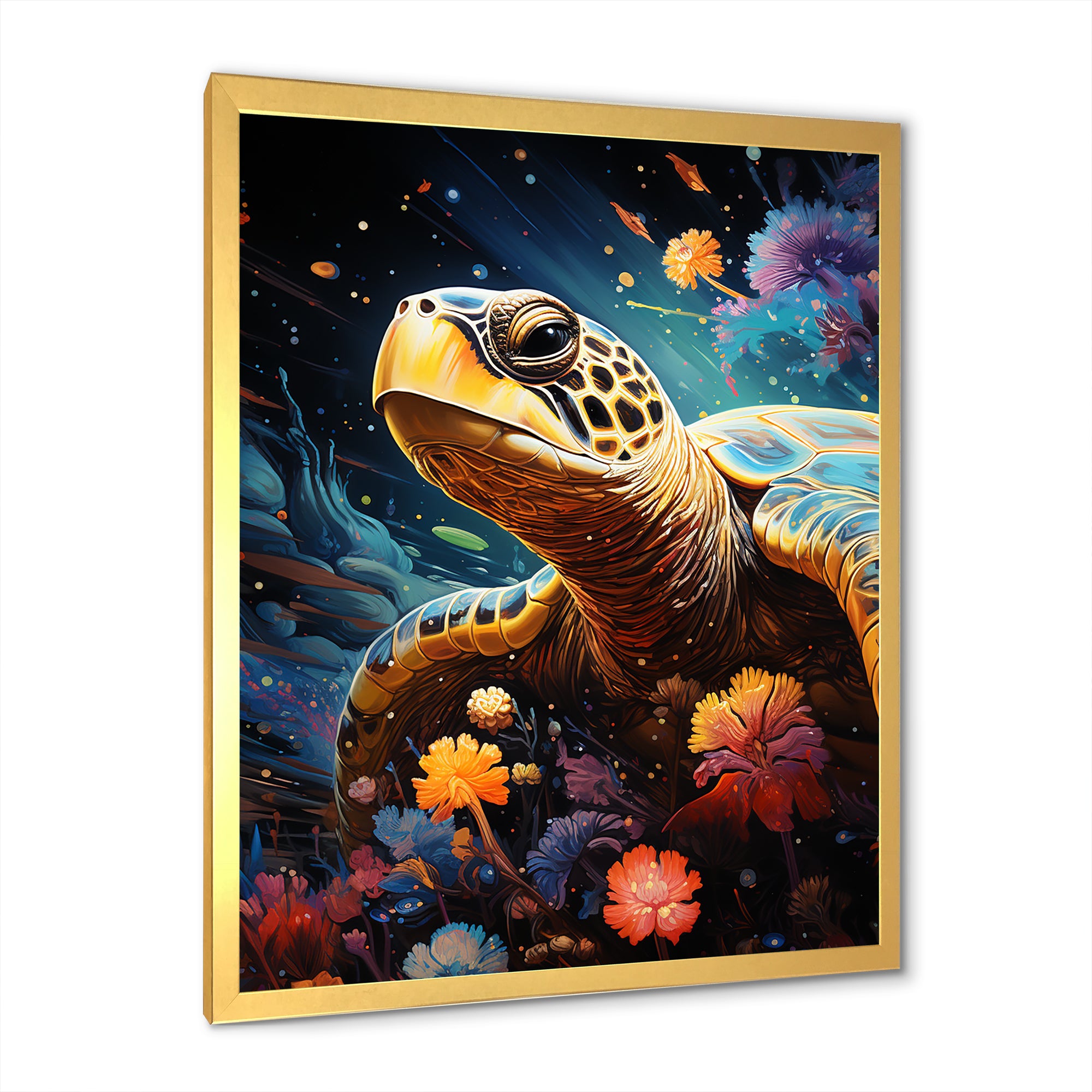 Cosmic Marine Journey - Turtle Living Room Wall Art