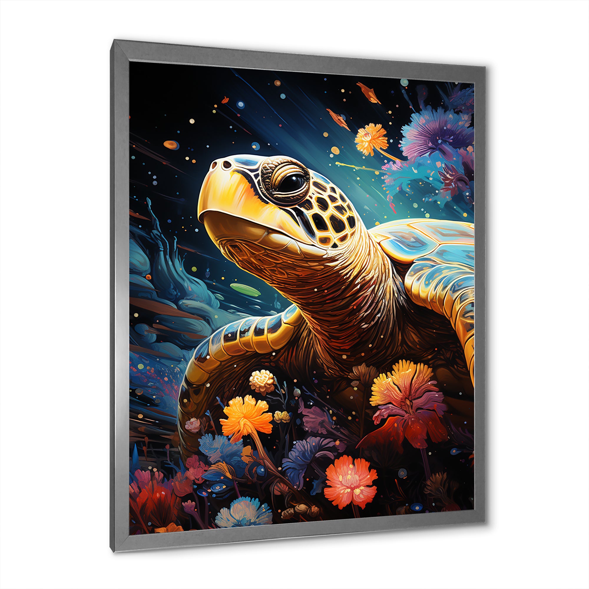 Cosmic Marine Journey - Turtle Living Room Wall Art
