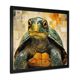 Cubist Abstraction Of A Turtle Using Olive Green - Turtle Canvas Wall Art