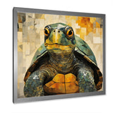 Cubist Abstraction Of A Turtle Using Olive Green - Turtle Canvas Wall Art