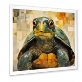 Cubist Abstraction Of A Turtle Using Olive Green - Turtle Canvas Wall Art