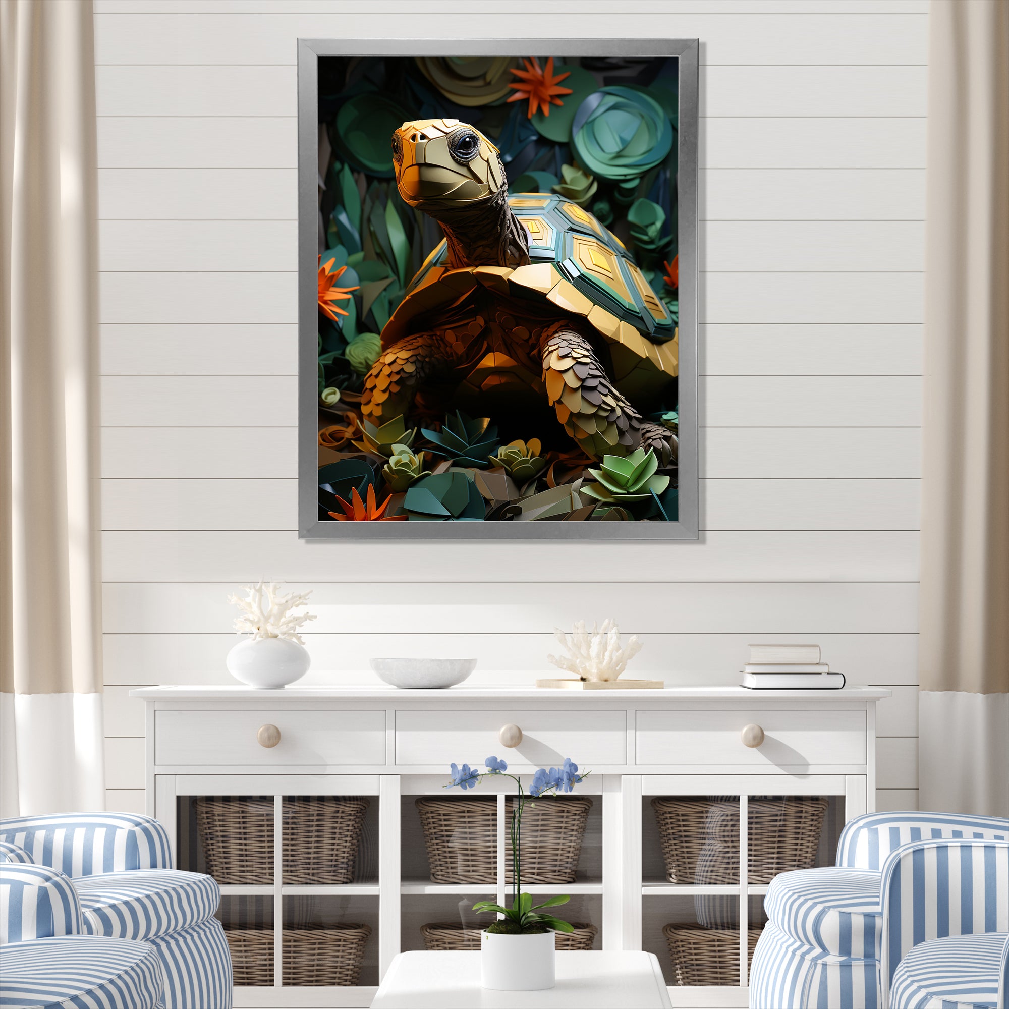 Cubist Reptile - Turtle Canvas Wall Art