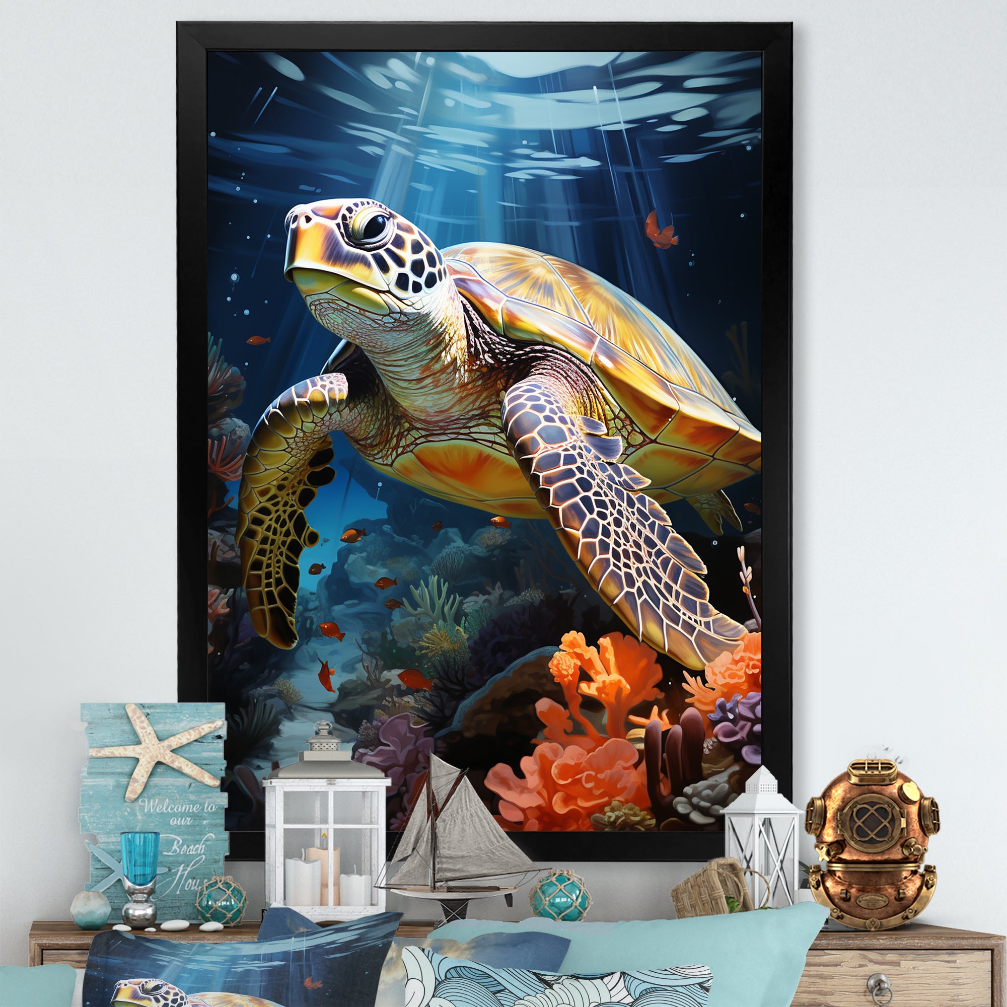 Dreamy Marine Encounter - Turtle Wall Decor