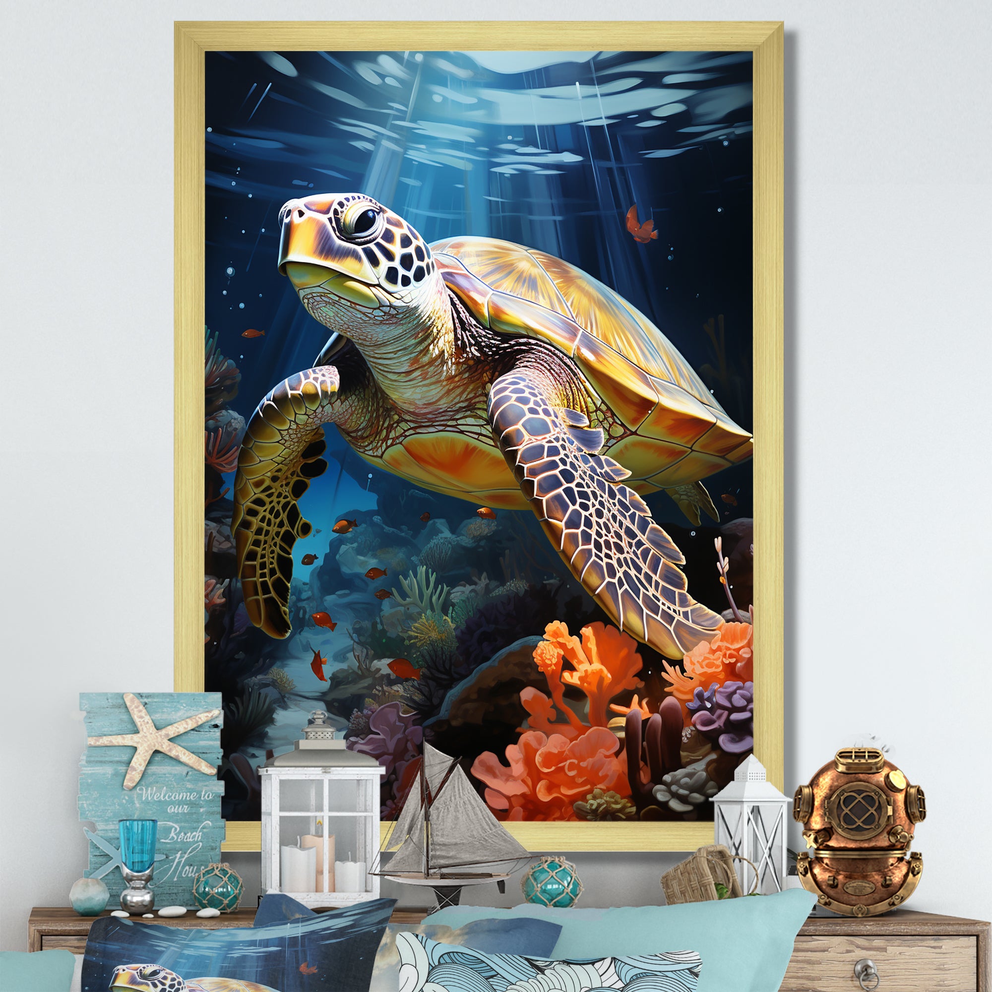 Dreamy Marine Encounter - Turtle Wall Decor