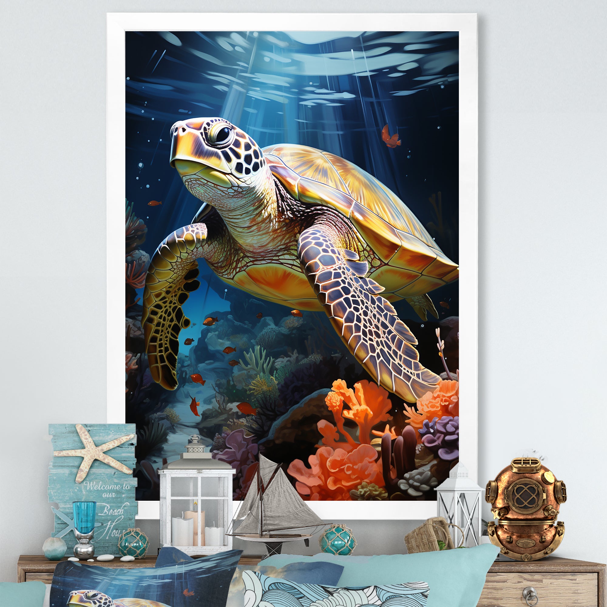 Dreamy Marine Encounter - Turtle Wall Decor