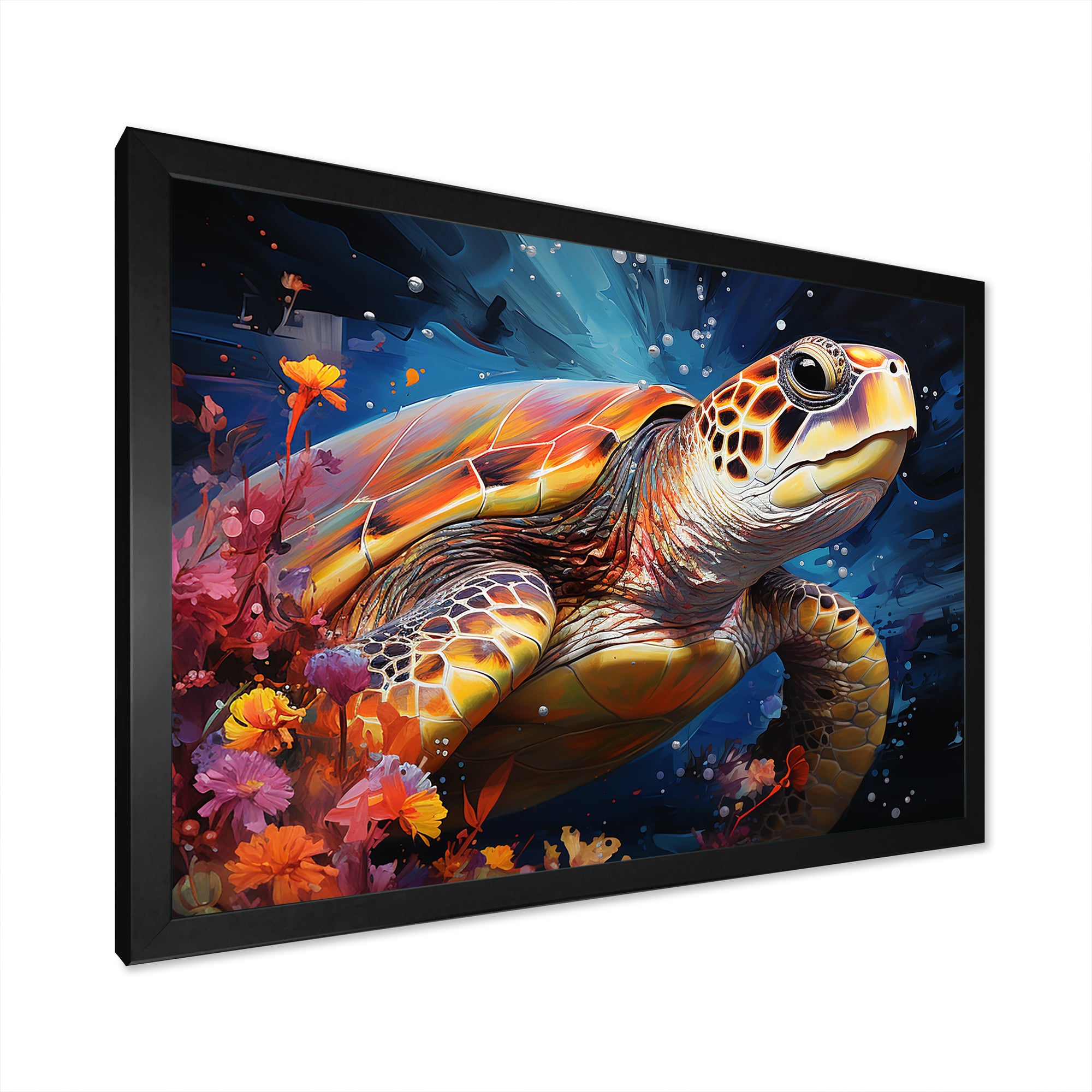 Serene Turtle Underwaters - Blue Turtle Wall Art