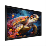 Serene Turtle Underwaters - Blue Turtle Wall Art
