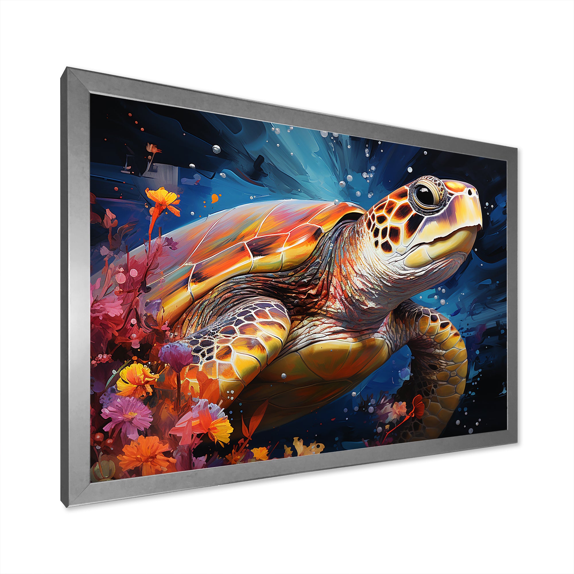Serene Turtle Underwaters - Blue Turtle Wall Art