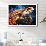Serene Turtle Underwaters - Blue Turtle Wall Art