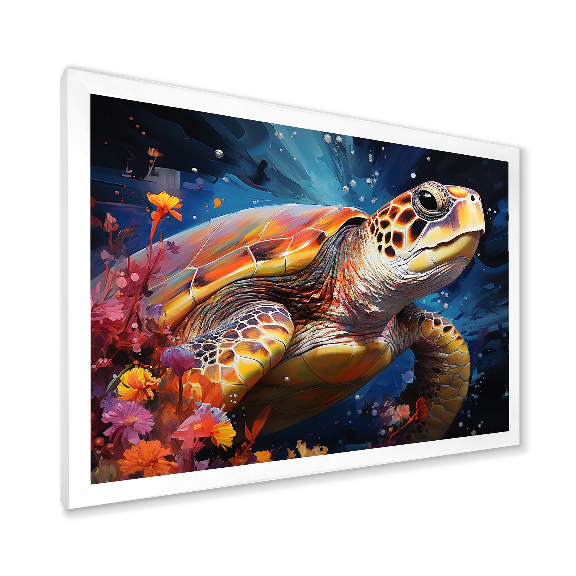 Serene Turtle Underwaters - Blue Turtle Wall Art