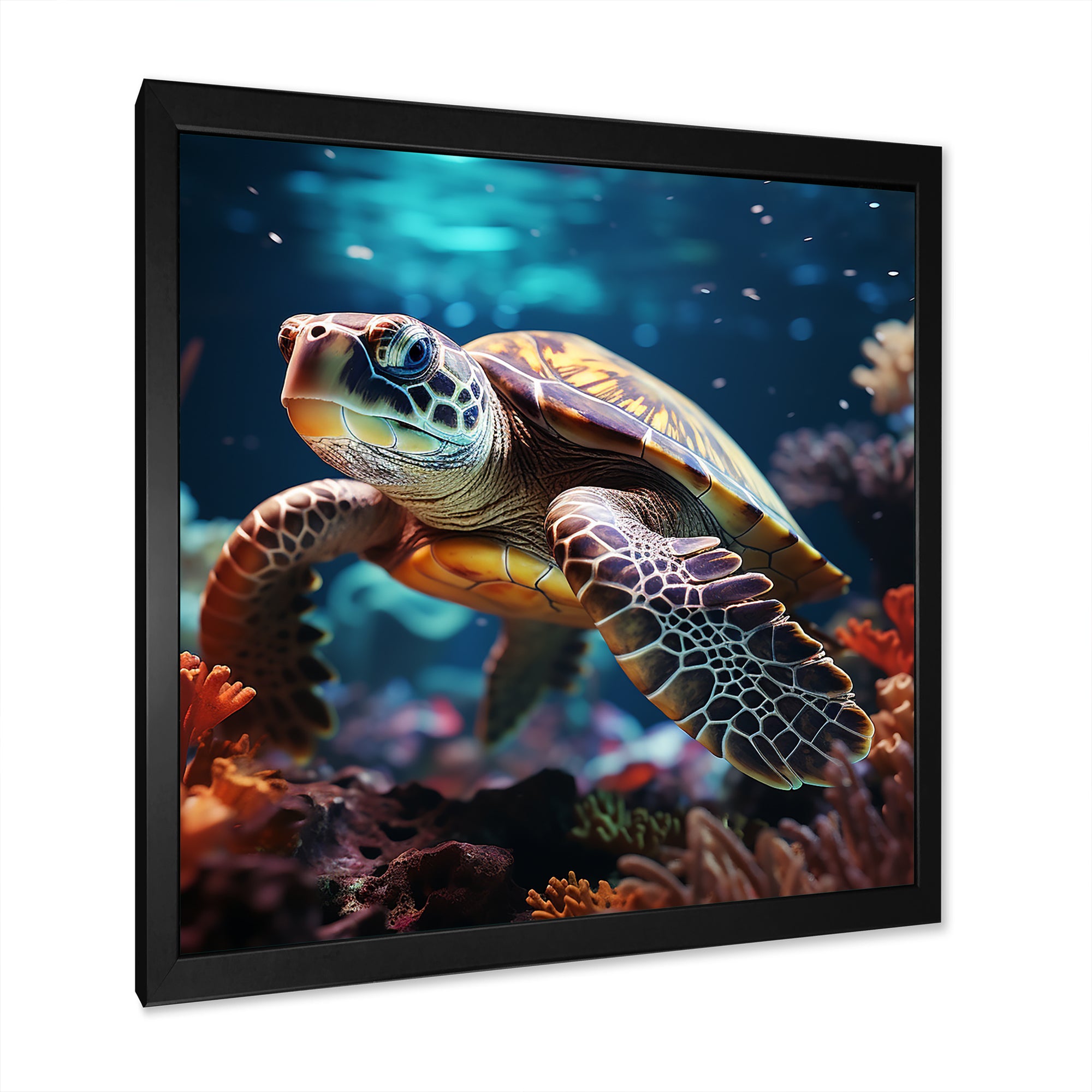 Tranquility Of A Turtle In A Dream - Turtle Framed Canvas Art